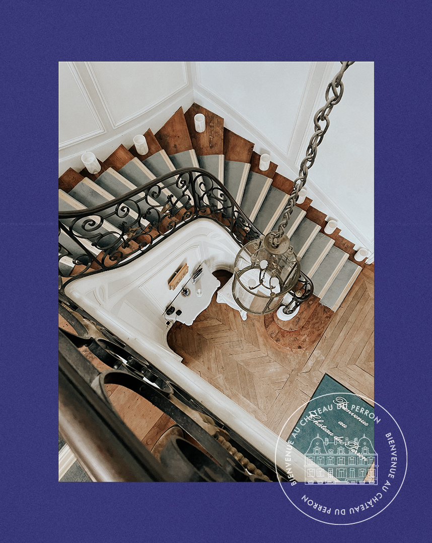 escalier-chateau-du-perron-normandie-estampe-studio-olympe-simon